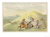 Native American Sioux Hunting Buffalo on Horseback