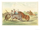 Native American Hunting Buffalo on Horseback