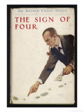 The Sign of Four Holmes Pipe Between His Teeth Examines Footprints