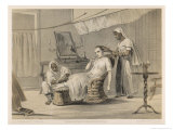 The Magistrate's Wife is Attended to by Her Servants  One Brushes Her Hair