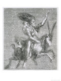 Witch Rides Through the Starlit Sky on Her Goat Carrying a Child She Has Stolen from Its Mum