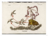 Aphrodite Rides Her Chariot Drawn by Doves Through the Clouds