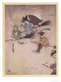 Witch Flies Through the Air with Her Companions