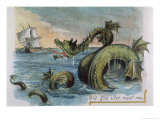 Sea Monster Looks at a Sailing Ship
