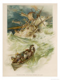 The Survivors of the Shipwreck Try to Row Through the Stormy Seas: Only Crusoe Will Survive