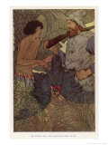 Robinson Crusoe Shoots a Parrot Which He and Friday Eat for Supper