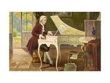 Wolfgang Amadeus Mozart the Austrian Composer Playing an Ornate Harpsichord