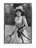 An Elegantly if Unsuitably Dressed Player Prepares to Serve
