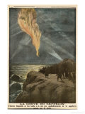 Massive Zeppelin Explodes into Flame Over the English Coast Much to the Delight of Watching Locals