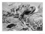 Second Lieutenant Drader Attacks the German Trenches in His Tank