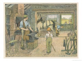 Children Watch as the Village Blacksmith Working