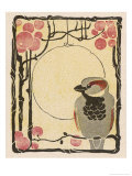 Decorative Bird on the Bough of a Fruit Tree