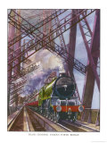 London and North Eastern Railway Train Crosses the Forth Bridge Near Edinburgh Scotland