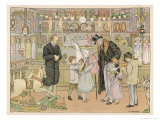 Children Crowd Round Their Grandfather with Dolls Boats and Toy Animals in This Toy Shop
