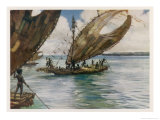 Large Trading Canoes Fitted with Lateen Sails of Papua New Guinea