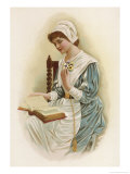 Young Puritan Reads Her Bible But Allows Herself a Touch of Vanity in Her Dress