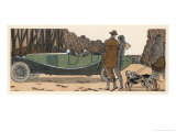 Couple in a Renault Pause to Exchange Chit-Chat with a Couple with Gun and Dogs and Gamekeeper