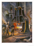 Steam Hammer at Work in a British Ironworks Making a Ship's Anchor