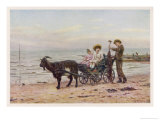 The Artist's Children in a Goat Carriage Ay Broadstairs Kent England