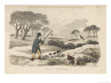 Snipe  a Hunter and His Dogs Go Snipe-Shooting in the Snow- Covered Fields