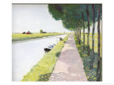 Dutch Scenery: Typical Canal with Fisherman