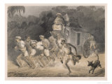 Team of Hauliers Pull a Wagon Through the Indian Night
