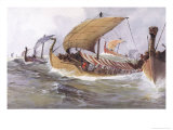 Viking Raiding Fleet Racing Across the North Sea