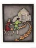 Hansel and Gretel Follow the Path up to the Witches House
