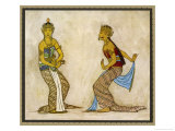 Two Royal Court Dancers Performing the Female Style of Javanese Dance