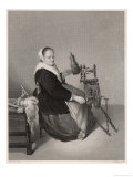 Flemish Housewife at Her Elaborate and Elegant Spinning Wheel