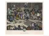 Group of Men Watching a Cockfight in a Ring
