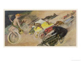 The Chase!  a Symbolic Depicting of the Immense Enthusiasm for Motor Racing