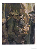 Jolly German Girl Offers Refreshments to German Troops at a Railway Station
