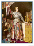 Jeanne d'Arc Depicted Looking Very Heroic in Armour While Priests Pray All Around Her