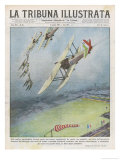 Squadron of Italian Fighters Perform Acrobatics Over le Bourget Airfield Near Paris