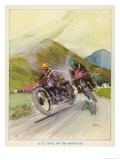 Two Competitors in the Tourist Trophy Race Fight It out Amid the Hills of the Isle of Man
