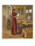 William Caxton Reads a Proof Sheet from His Printing Press