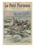 Survivors from the "Tahitienne" Wrecked in the Pacific are Attacked by Sharks