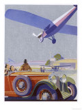 Light Aeroplane Comes in to Land Over the Heads of Watchers in a Car
