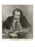 Robert Louis Stevenson the Scottish Writer and Poet at the Age of 35 Seen Writing at His Desk