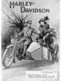 An Advertisement for Harley- Davidson Showing a Soldier Taking His Lady Friend for a Ride