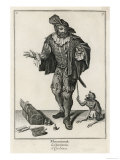 Mountebanck or Charlatan or Ciarlatano with Patent Medicines and Monkey Assistant