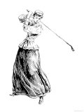 Lady Golfer Addresses the Ball