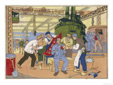 An Industrious Worker in a Factory is Rewarded with a Flag