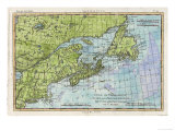 Map of the East Coast of North America from New York to Newfoundland