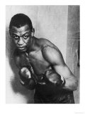 Larry Johnson a Promising Heavyweight of the Era Adopts His Boxing Stance