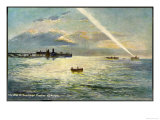 Warships of the Royal Navy Engaged in Searchlight Practice off the Kent Coast at Margate