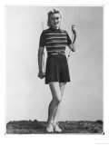 Playsuit by Hanro Composed of Navy Shorts and a Striped Top with Collar
