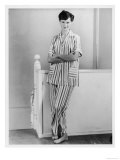 Young Woman with Stylish Short Hair Wears a Pair of Short-Sleeved Pyjamas