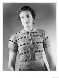 Short Sleeved Jumper in a Fancy Stitch with a Diamond Pattern Worked in 3 Colours